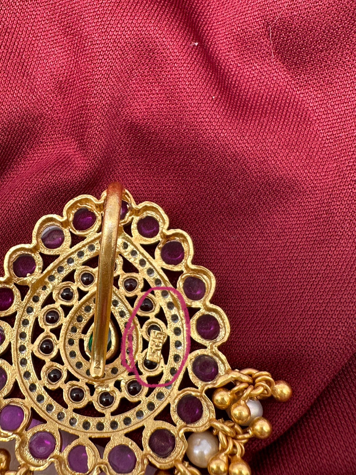 Red Potta Stones 92.5 Silver Pendent