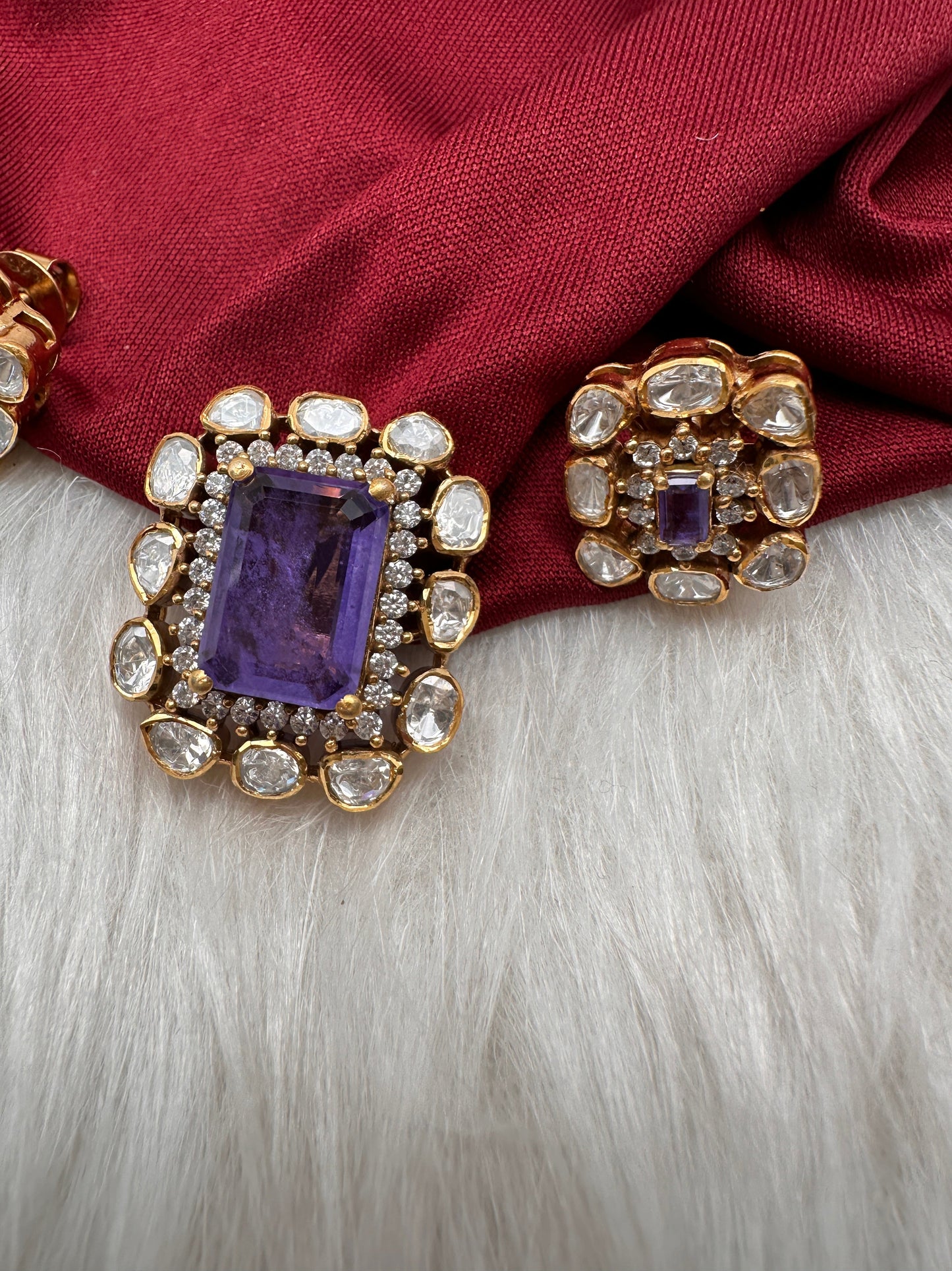 Moissanite Purple Amethyst Stone 92.5 Silver Pendent Set