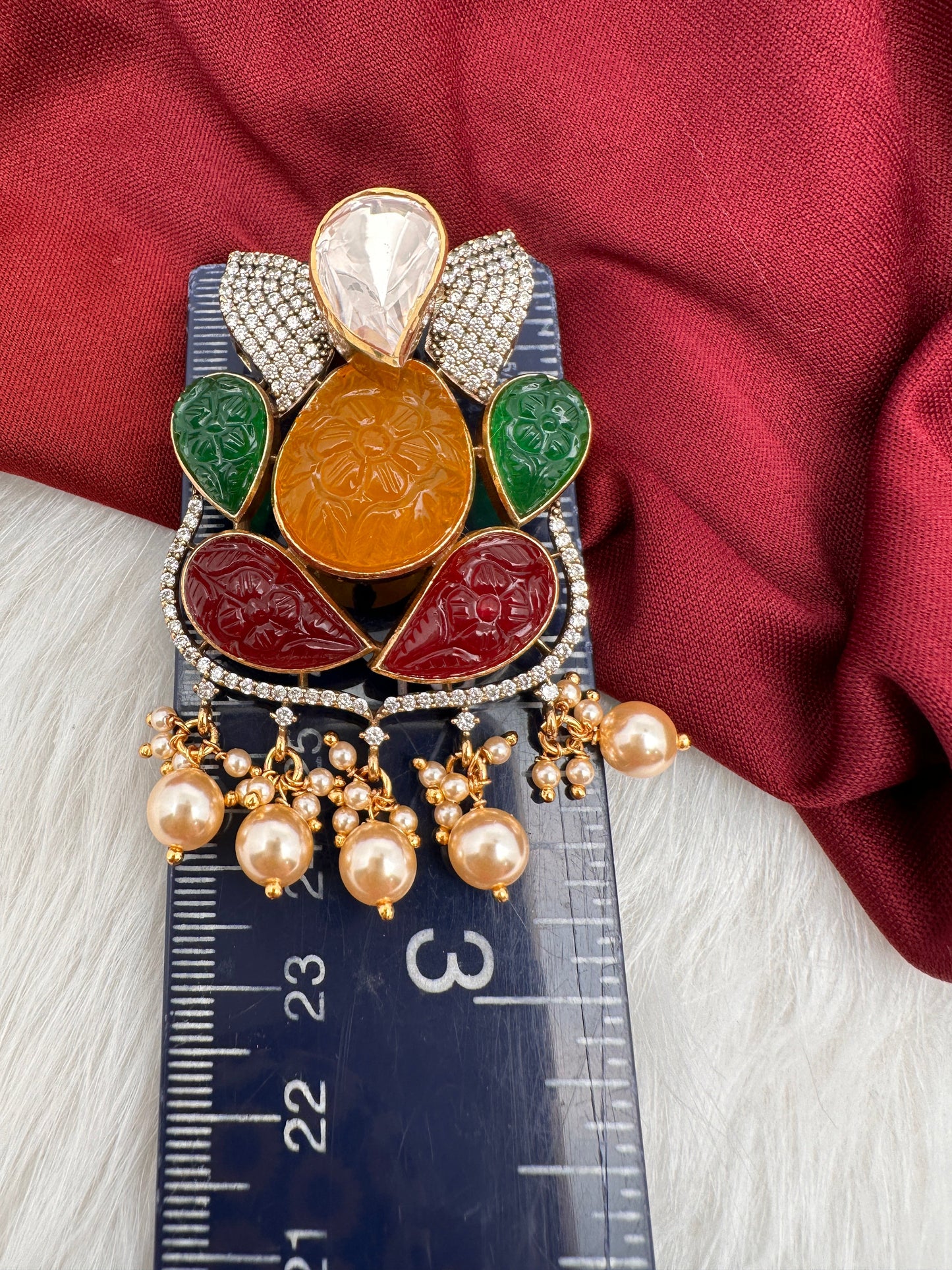 Ganesha Multi Stone 92.5 Silver Pendent