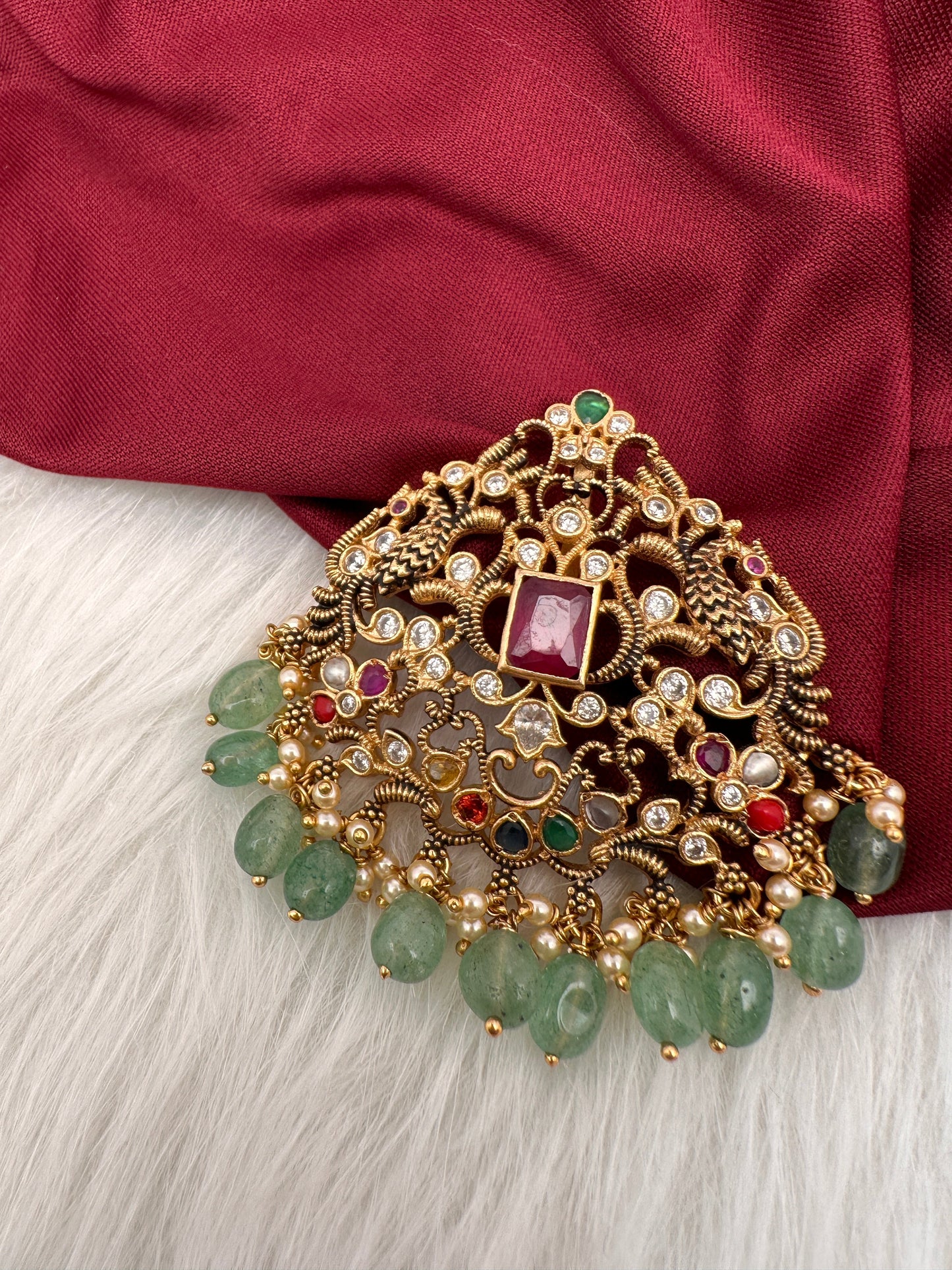 Matte Navratan 92.5 Silver Pendent