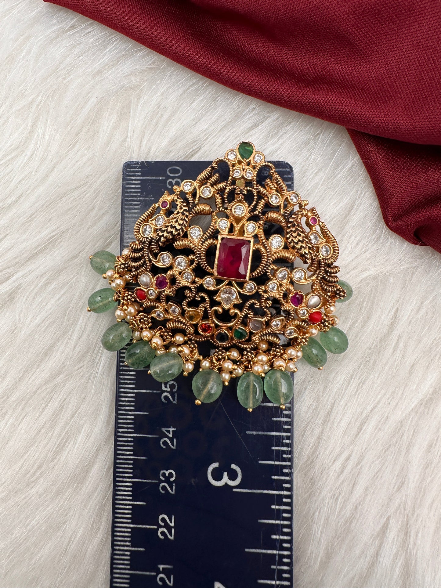 Matte Navratan 92.5 Silver Pendent