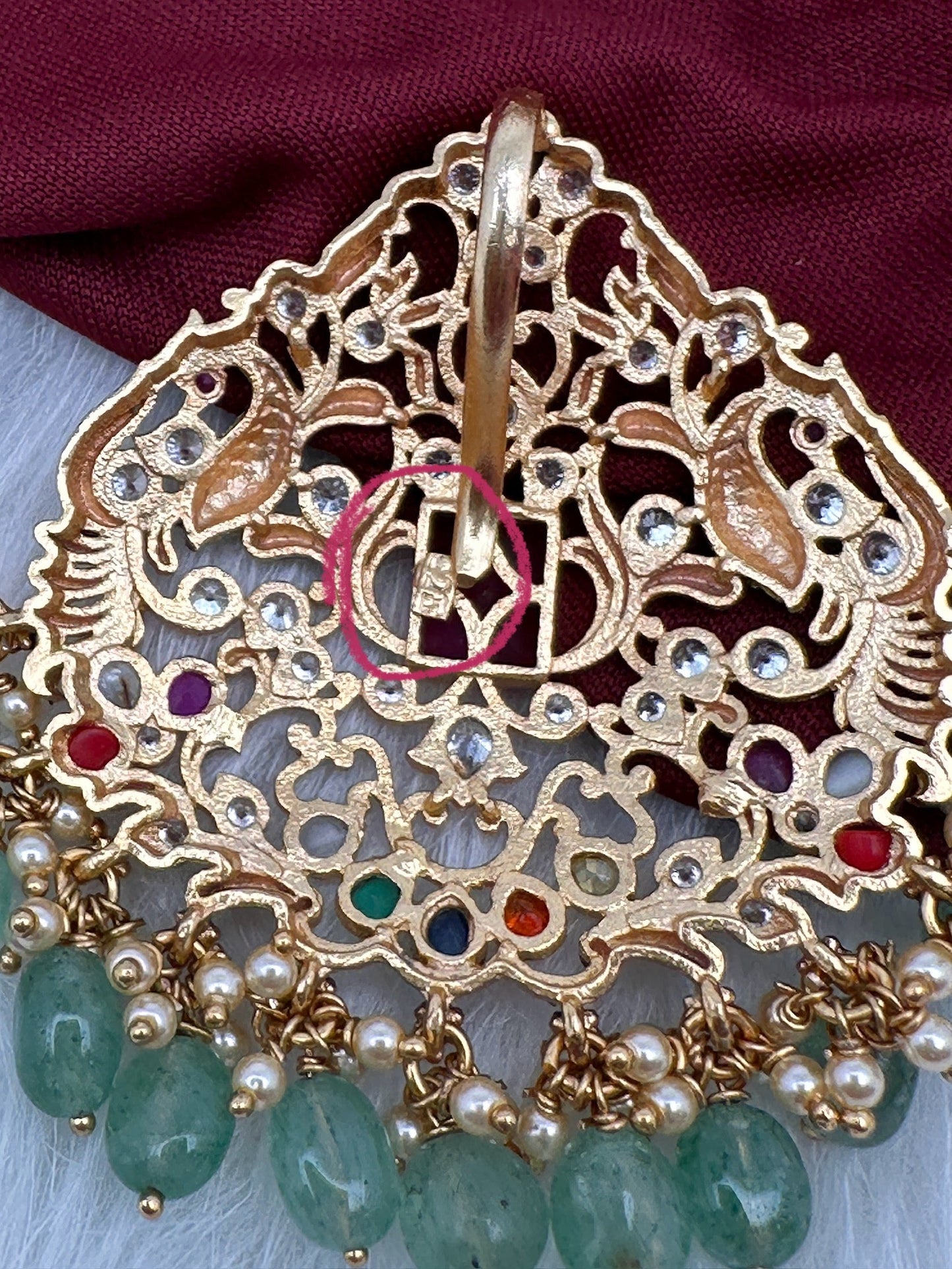 Matte Navratan 92.5 Silver Pendent
