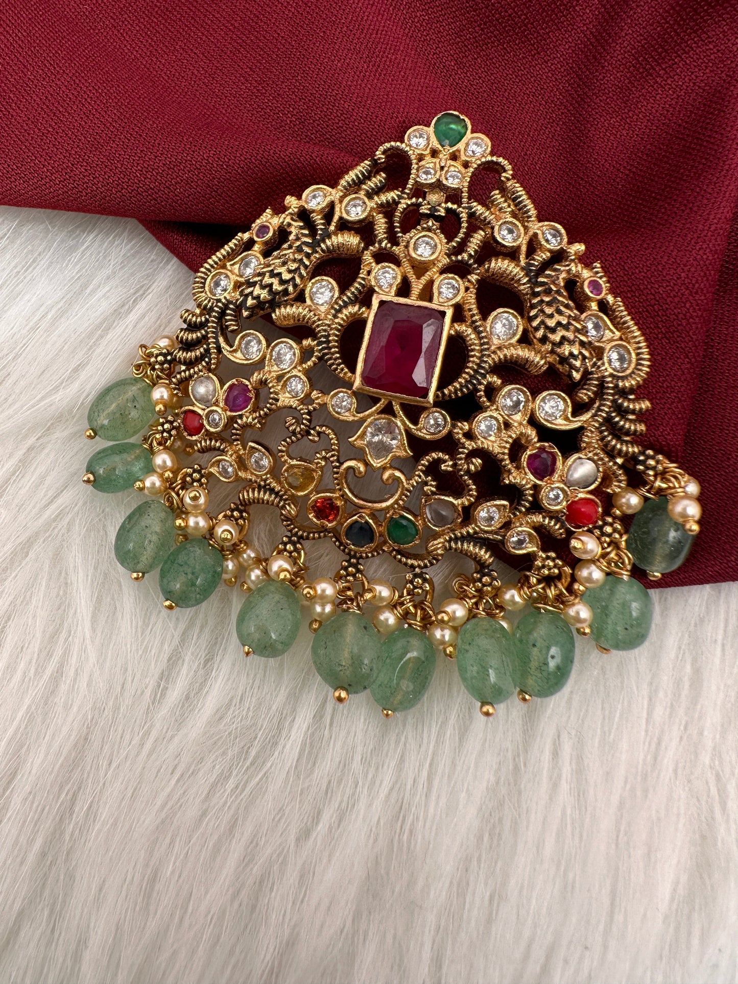 Matte Navratan 92.5 Silver Pendent