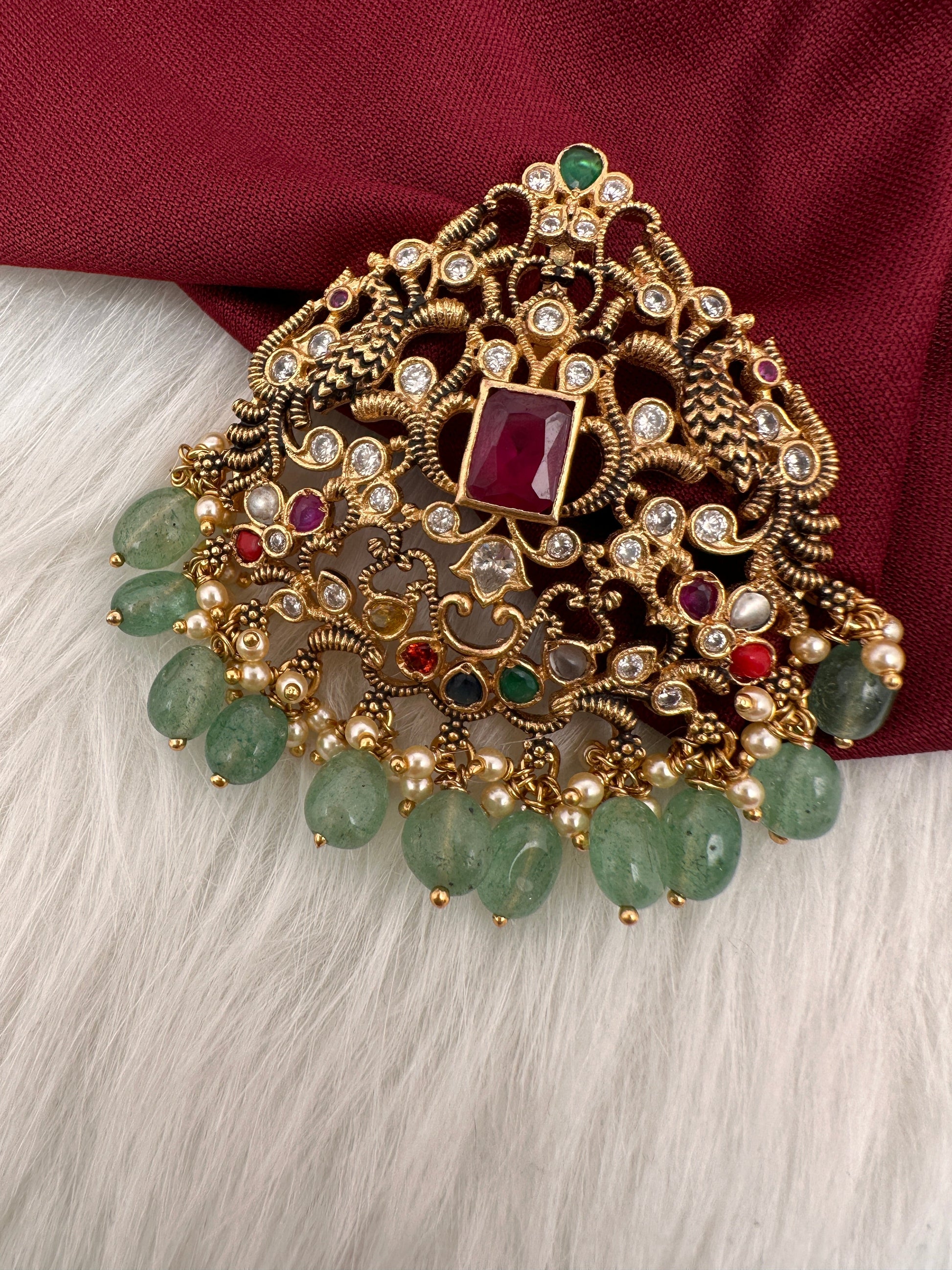 Matte Navratan 92.5 Silver Pendent