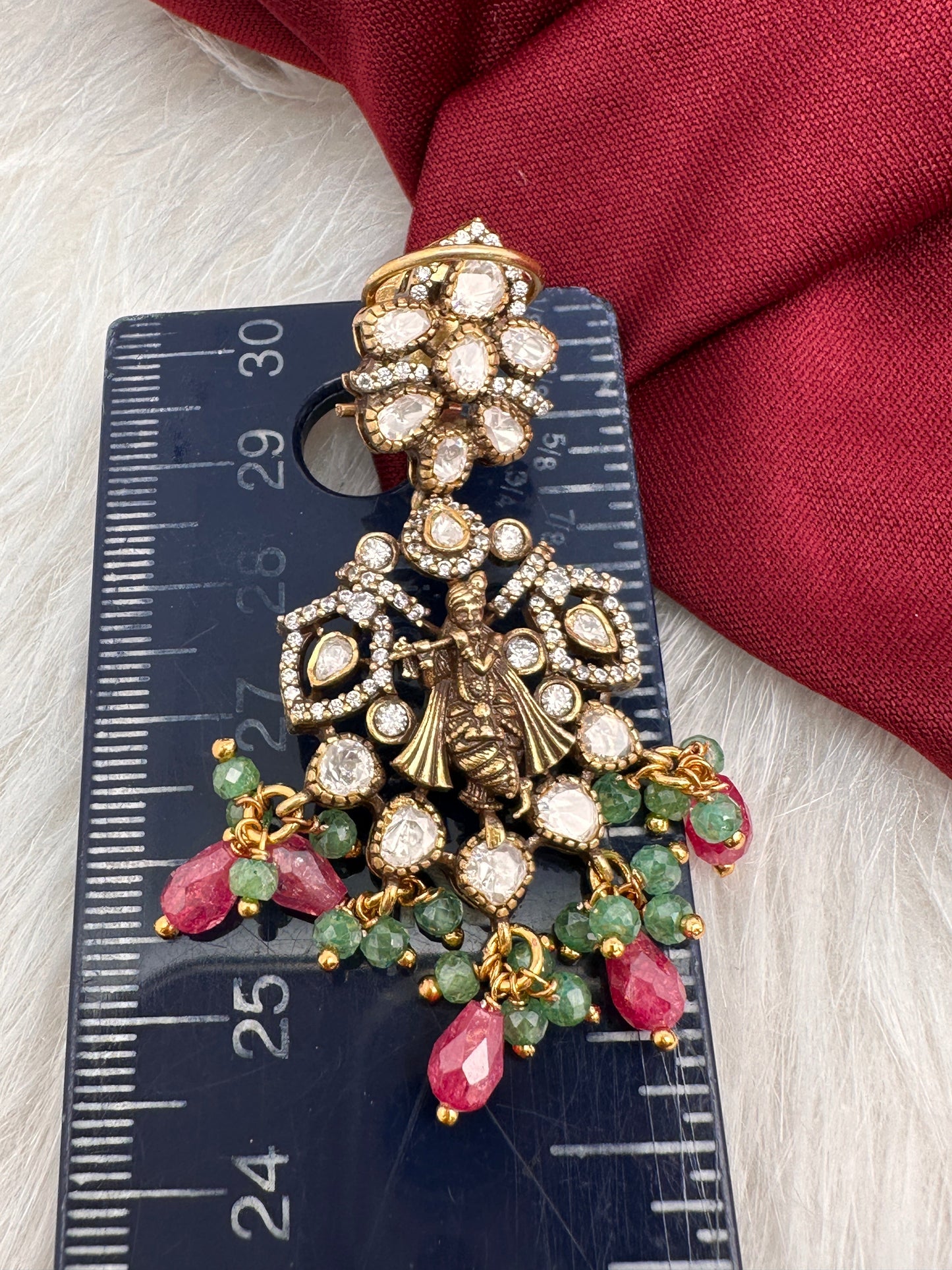 Moissanite Krishna 92.5 Silver Pendent Set
