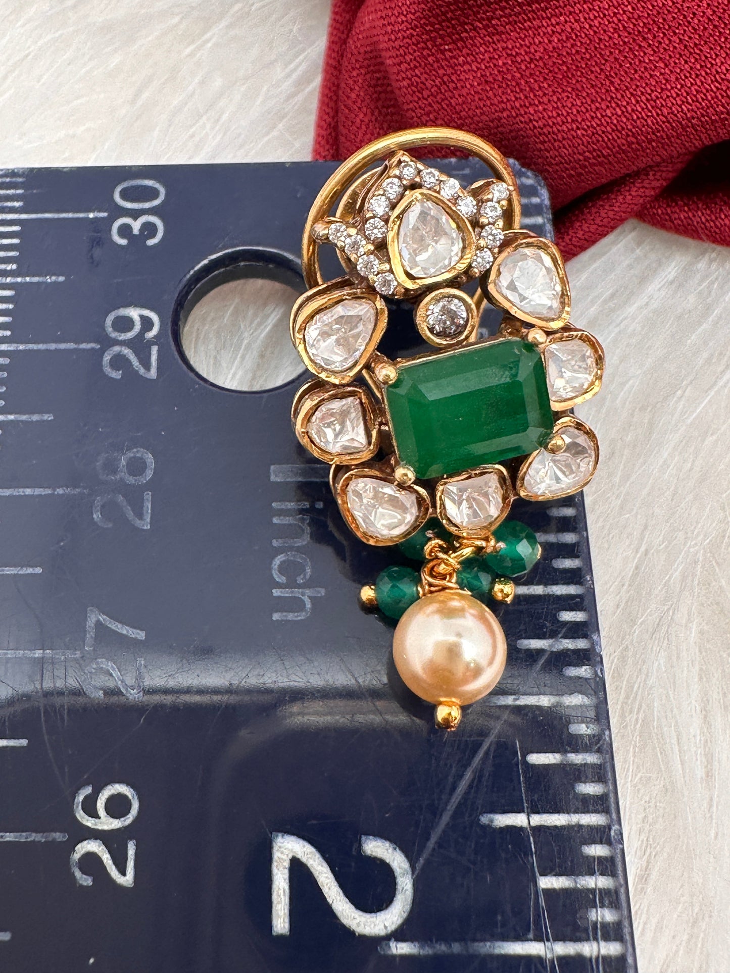 Moissanite Green 92.5 Silver Pendent Set