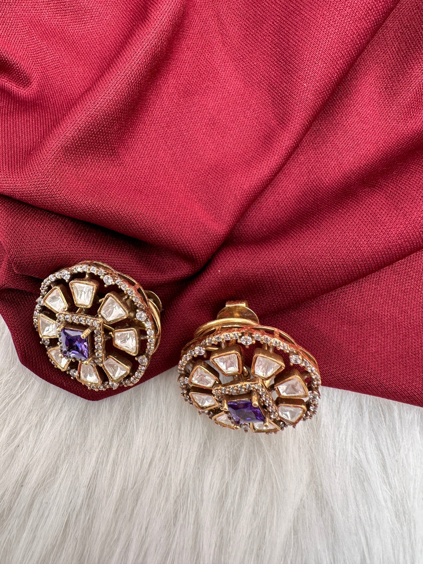 Moissanite Purple 92.5 Silver Stud Earrings