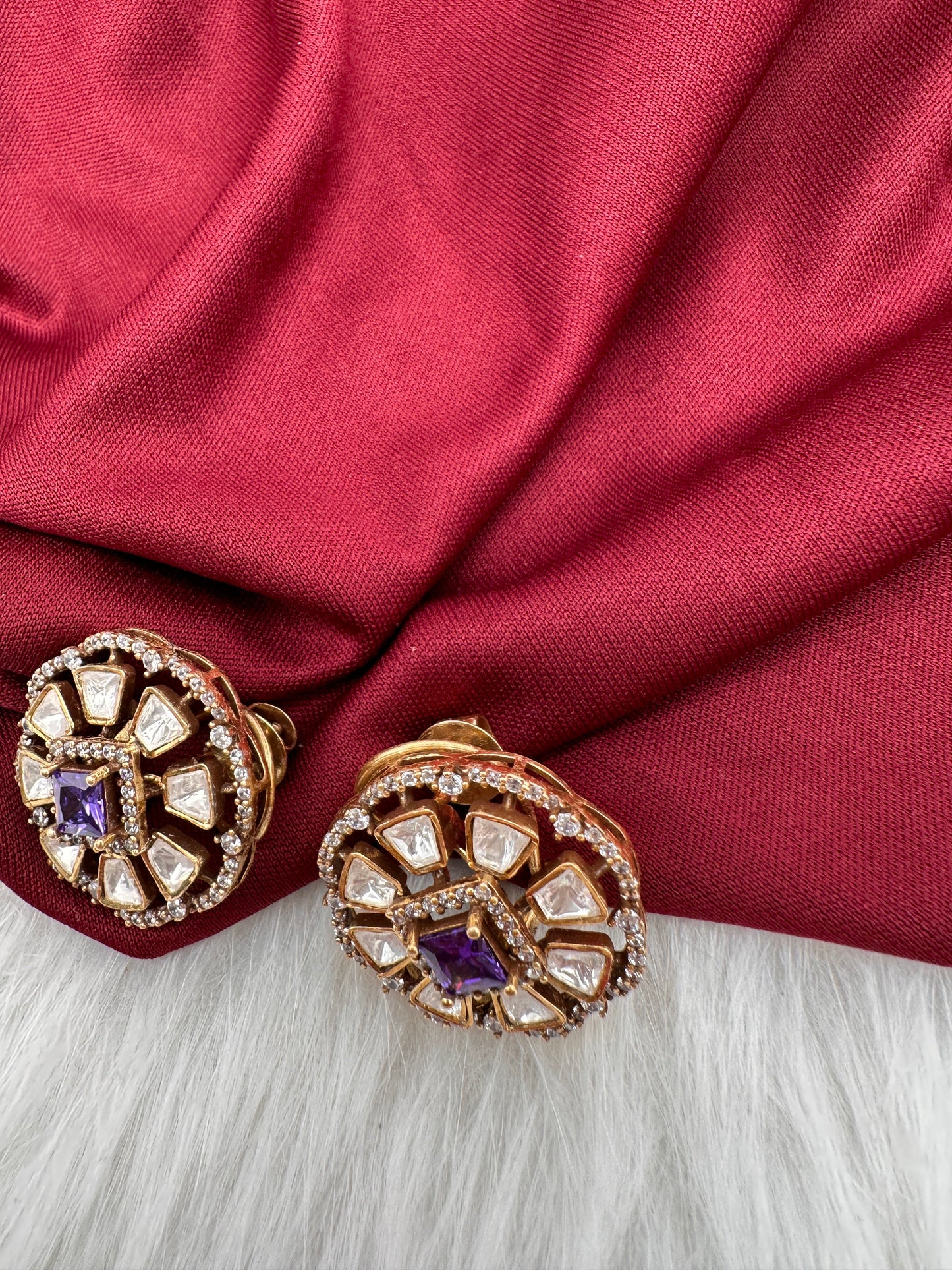 Moissanite Purple 92.5 Silver Stud Earrings