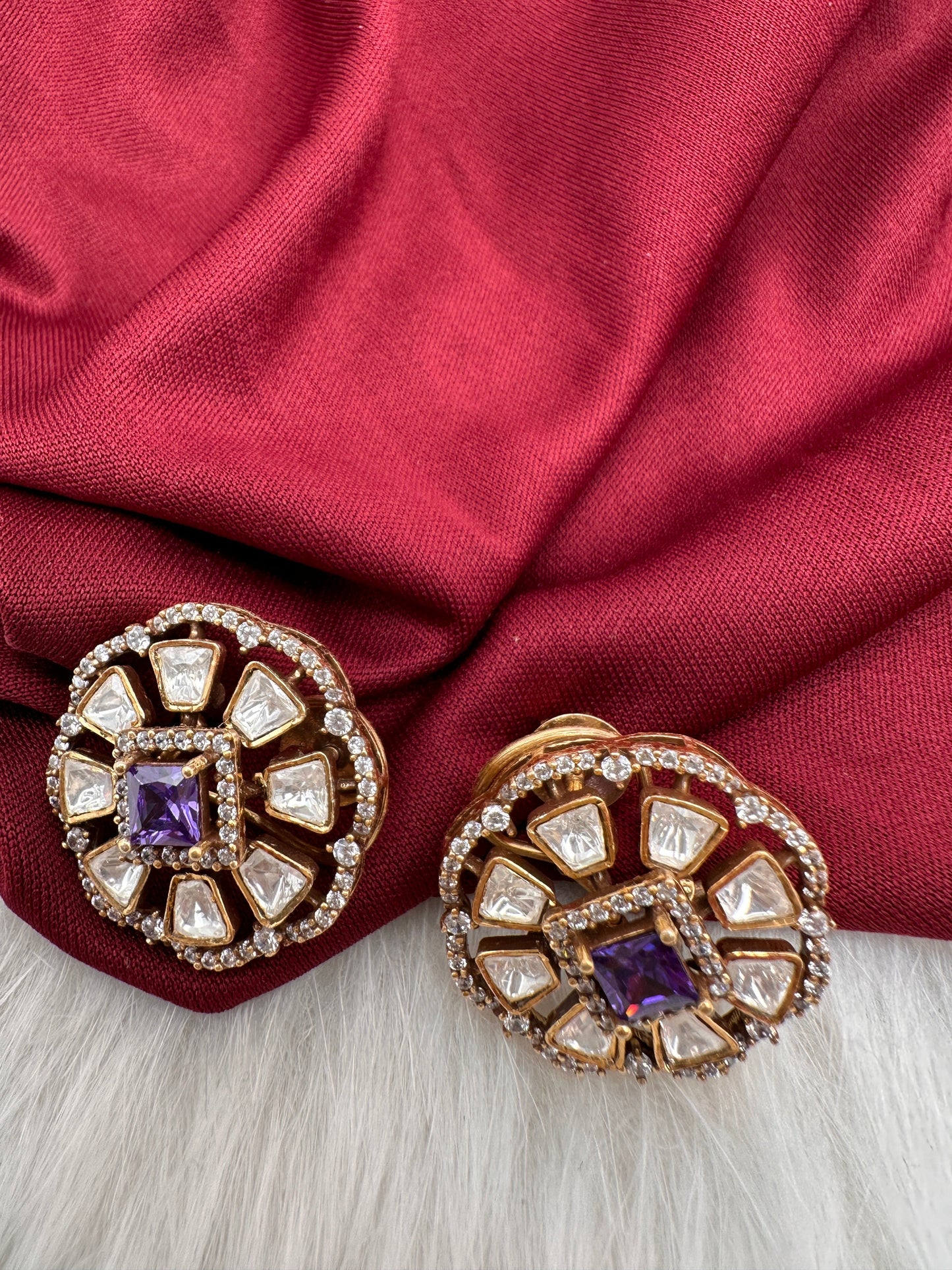 Moissanite Purple 92.5 Silver Stud Earrings
