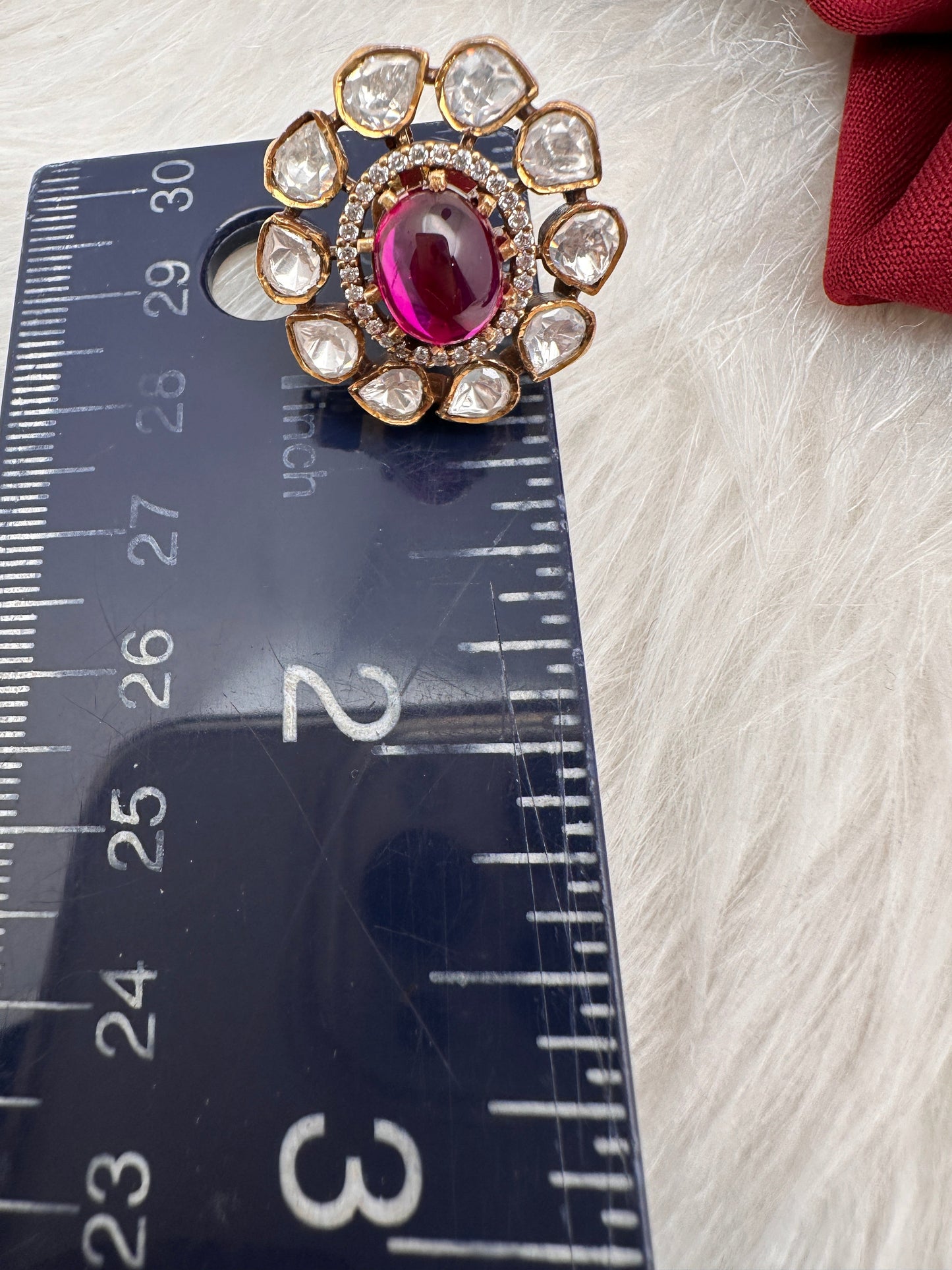 Moissanite Red 92.5 Silver Stud Earrings