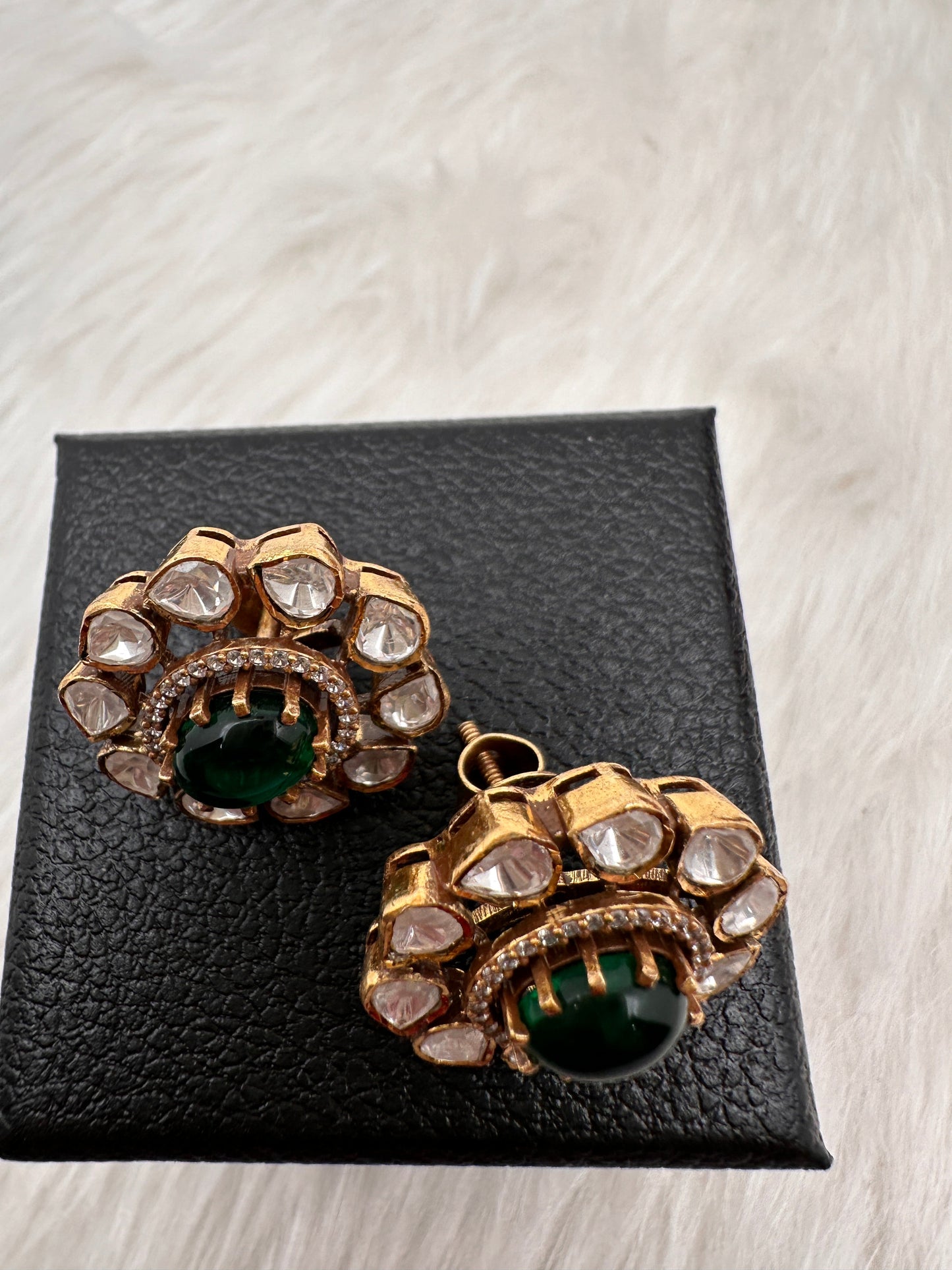 Moissanite Green 92.5 Silver Stud Earrings