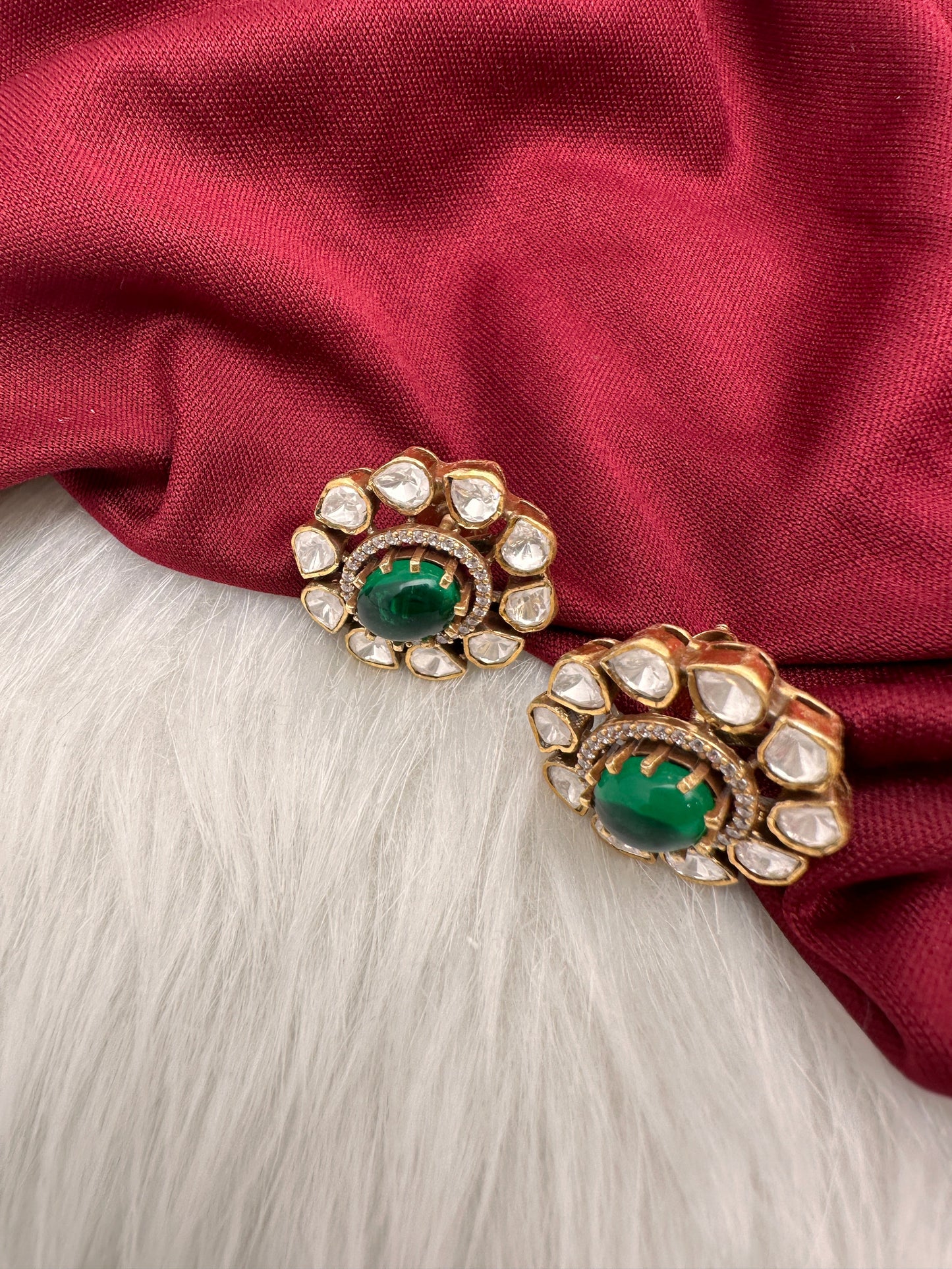 Moissanite Green 92.5 Silver Stud Earrings
