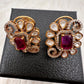 Moissanite Red 92.5 Silver Stud Earrings