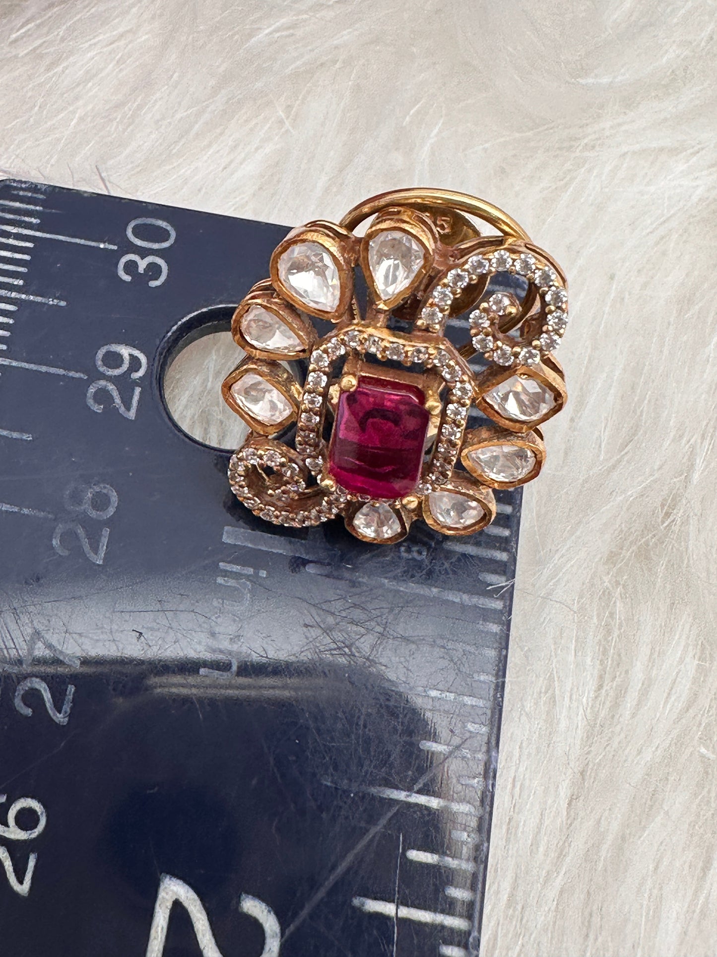Moissanite Red 92.5 Silver Stud Earrings