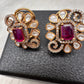 Moissanite Red 92.5 Silver Stud Earrings