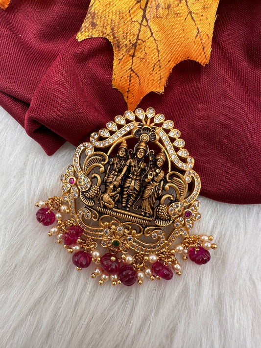 92.5 Silver Ram Parivar Antique Finish Pendent