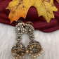 92.5 Silver Moisanite Green Jhumka Earrings