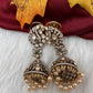 92.5 Silver Moisanite Green Jhumka Earrings