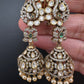 92.5 Silver Moisanite Green Jhumka Earrings