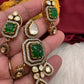 92.5 Silver Green Carved Stone Moissanite Pendent Set