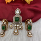 92.5 Silver Green Carved Stone Moissanite Pendent Set