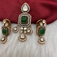 92.5 Silver Green Carved Stone Moissanite Pendent Set