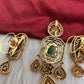 92.5 Silver Green Carved Stone Moissanite Pendent Set