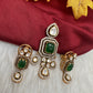 92.5 Silver Green Carved Stone Moissanite Pendent Set