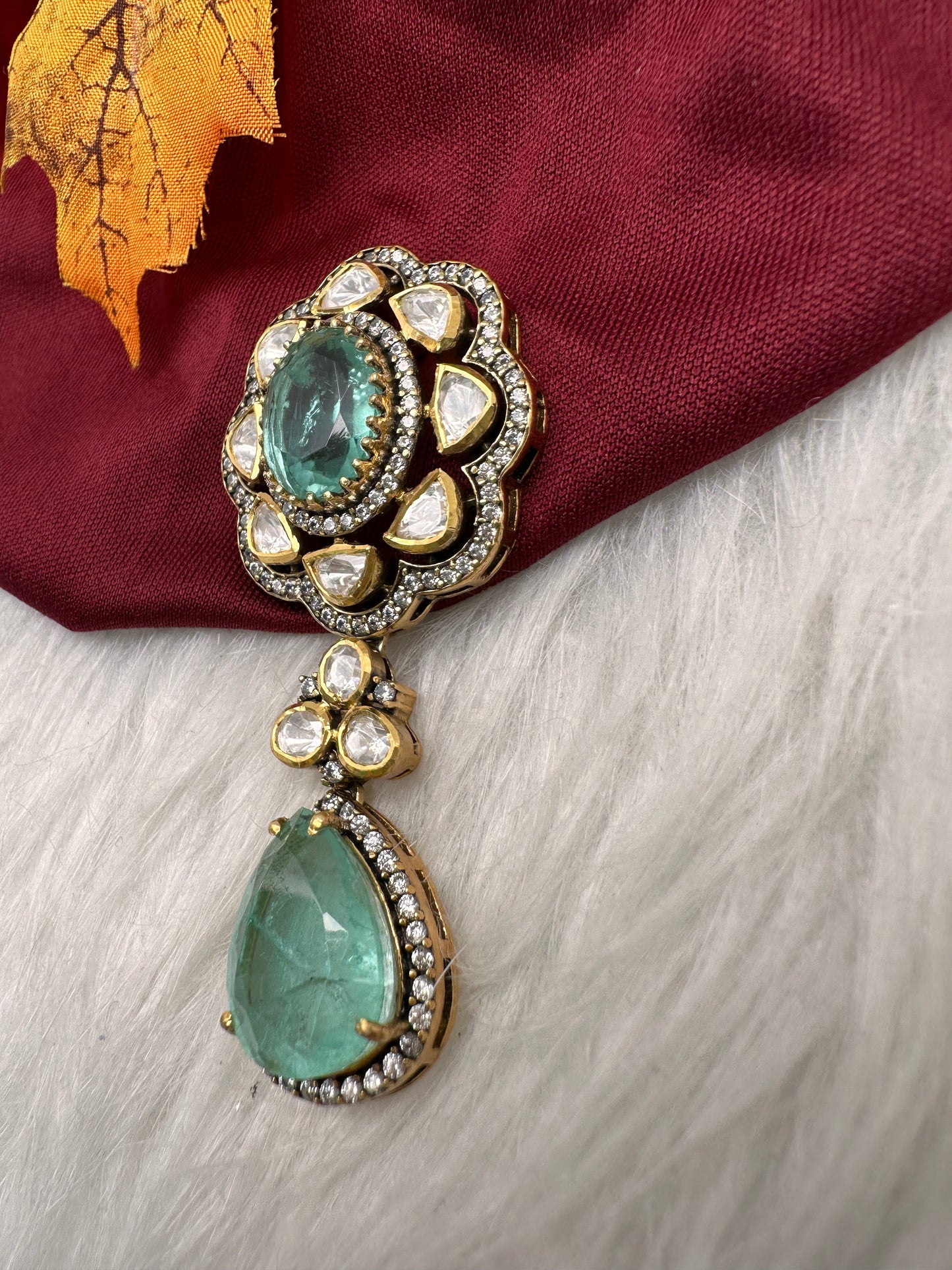 92.5 Silver Aqua Green Pendent