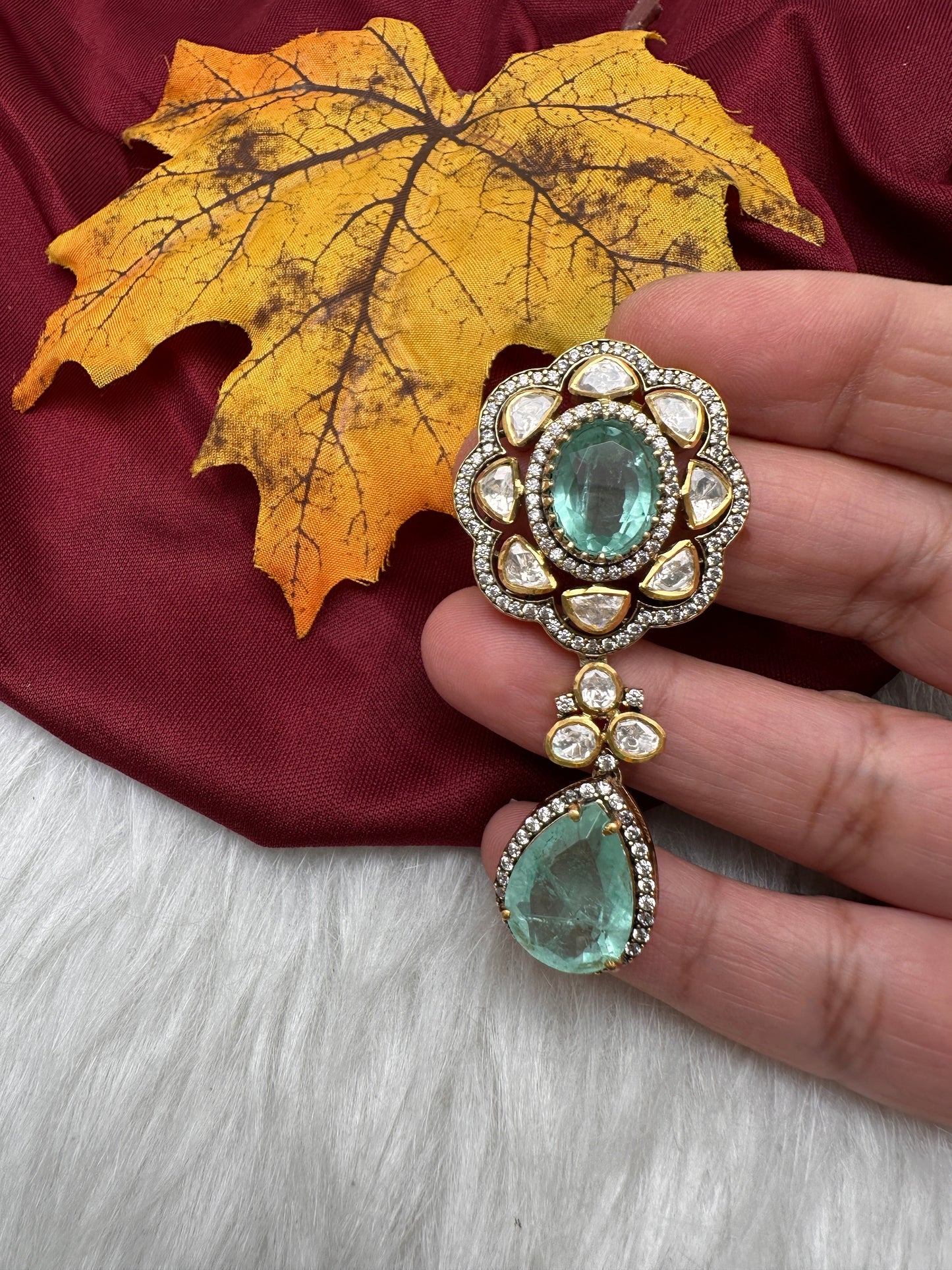 92.5 Silver Aqua Green Pendent