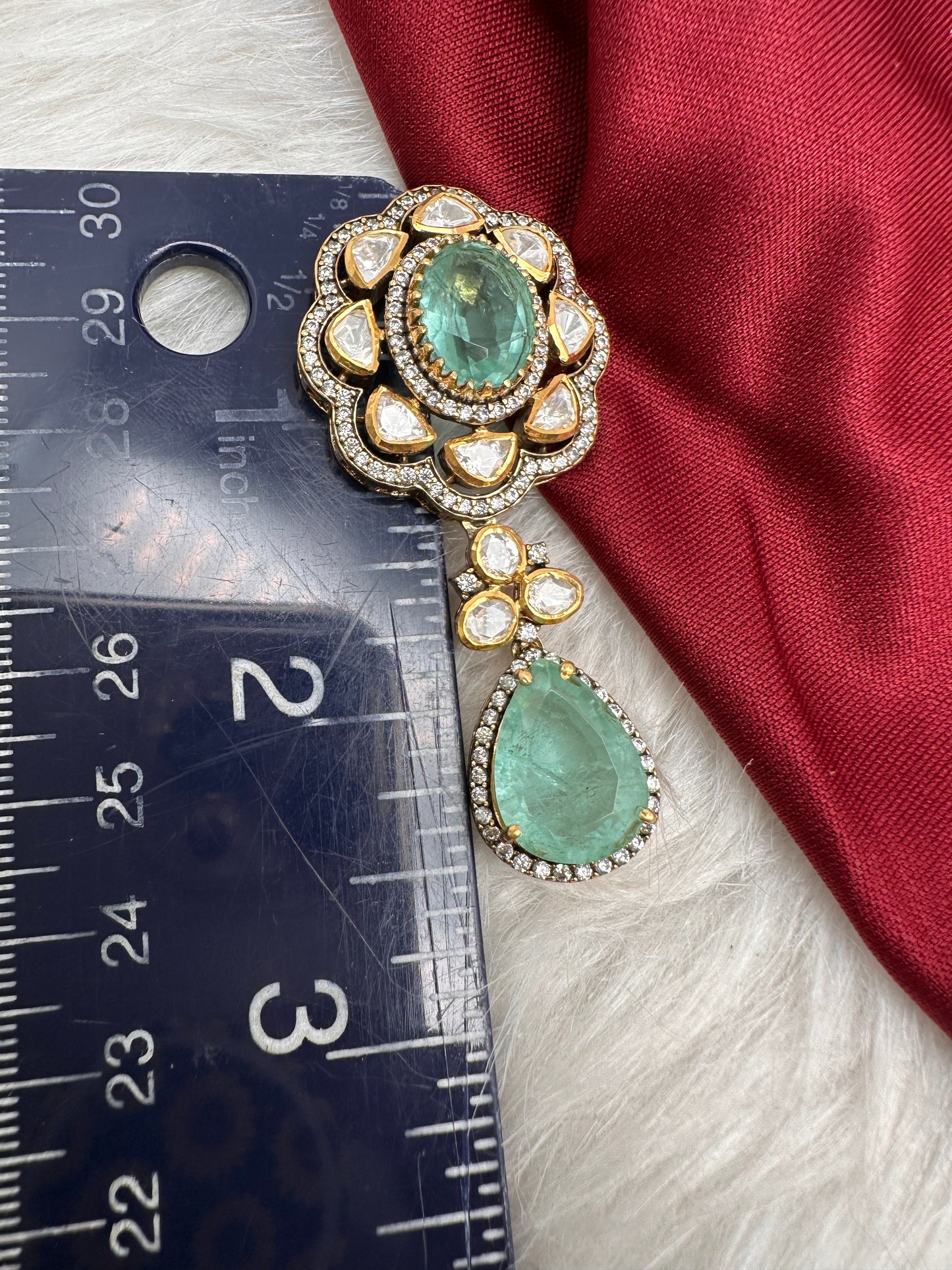 92.5 Silver Aqua Green Pendent