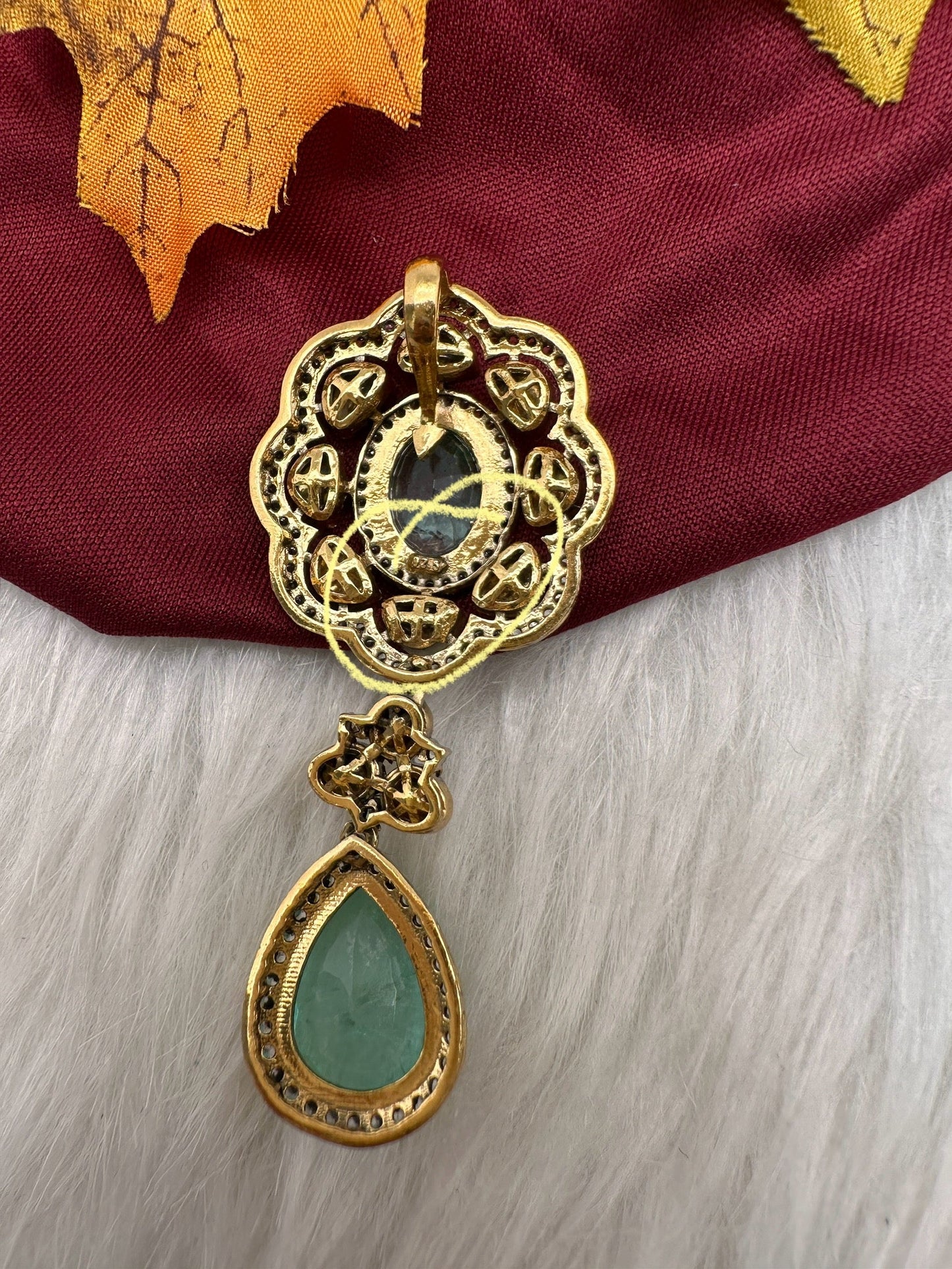 92.5 Silver Aqua Green Pendent