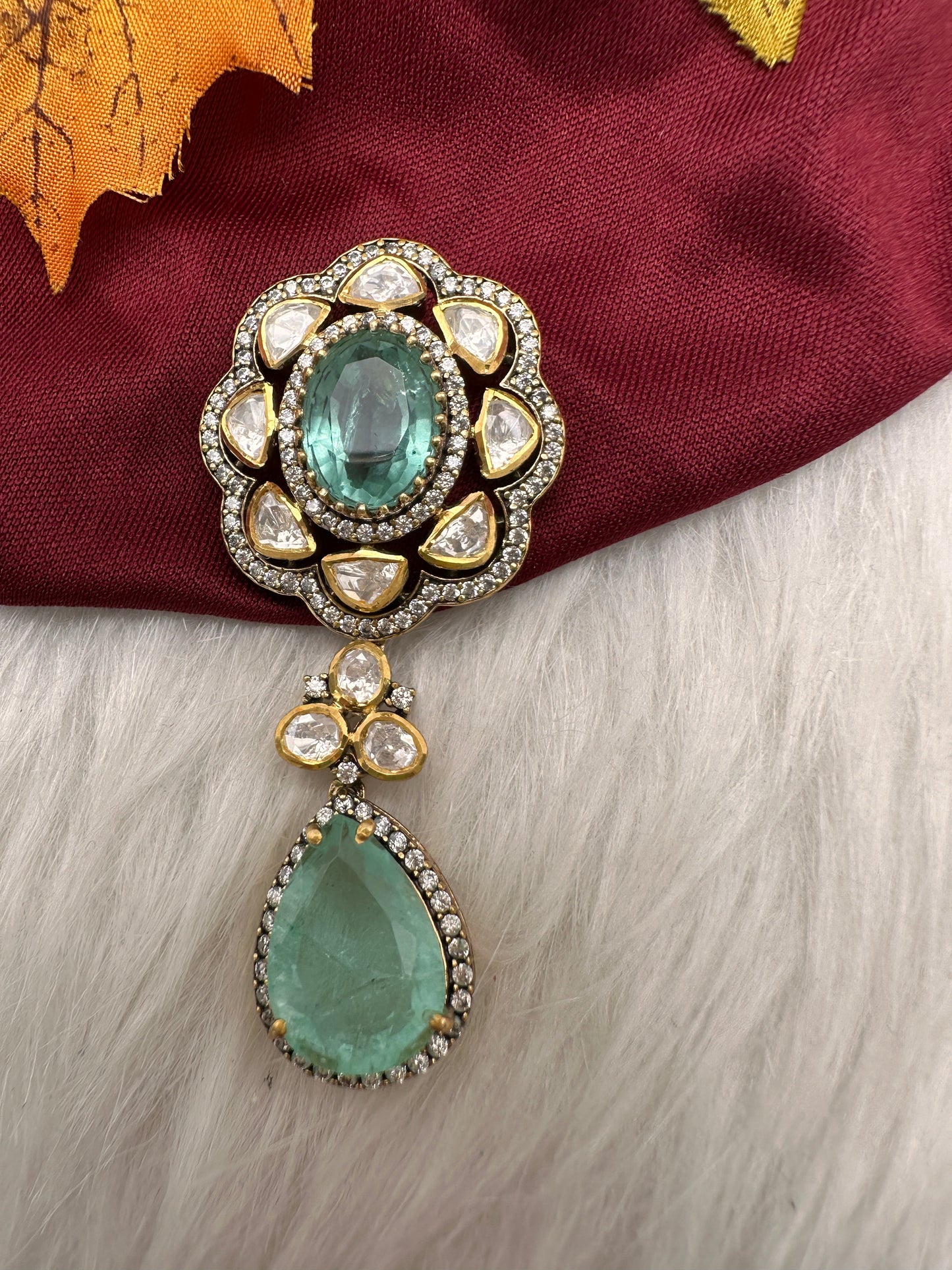 92.5 Silver Aqua Green Pendent
