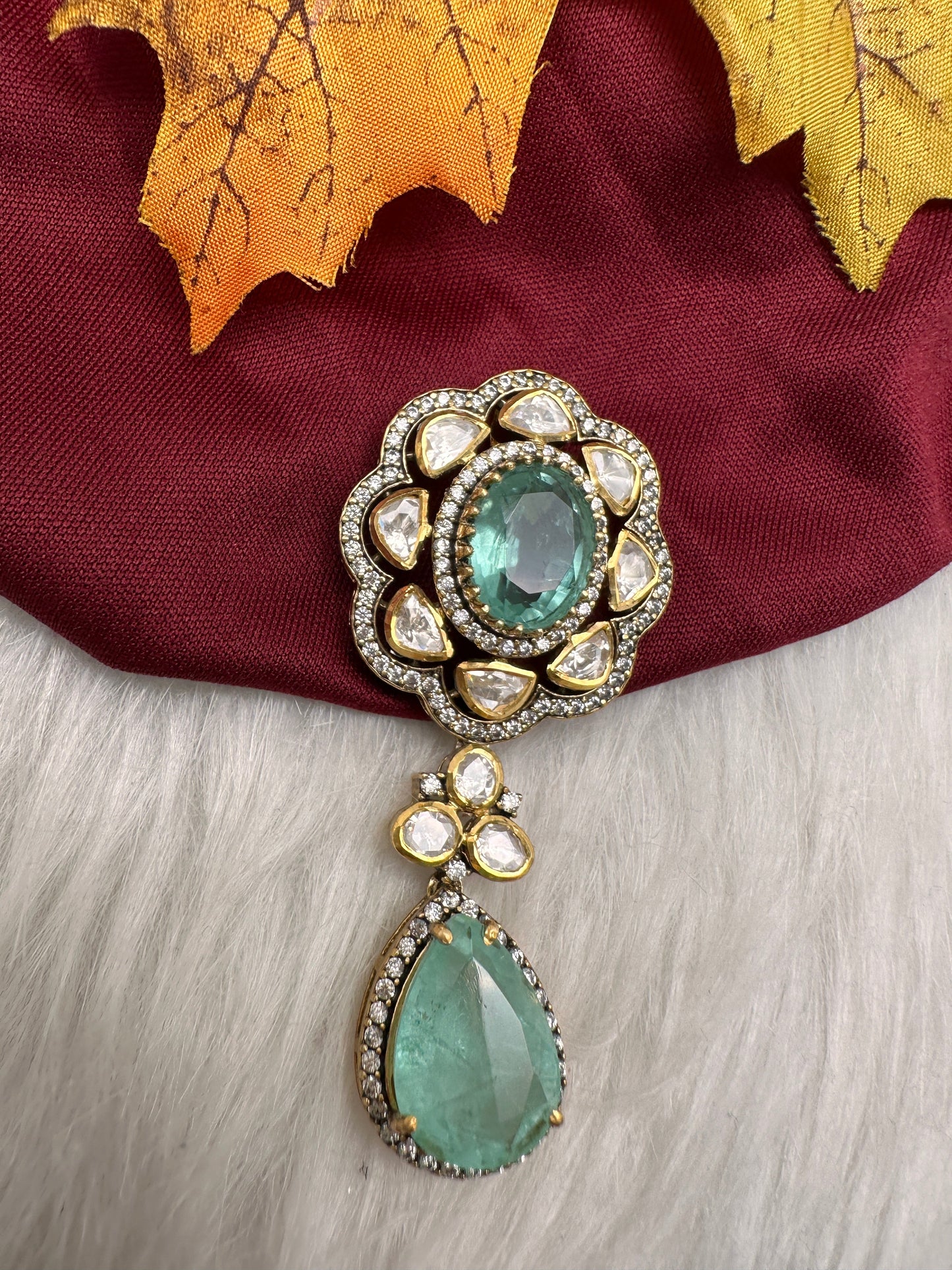 92.5 Silver Aqua Green Pendent