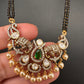Green Moissanite Elephant Black Beads  92.5 Silver Chain