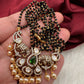 Green Moissanite Elephant Black Beads  92.5 Silver Chain