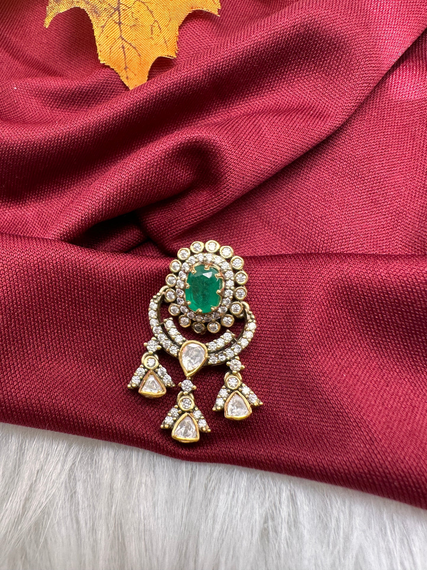 92.5 Silver Green Moissanite Pendent