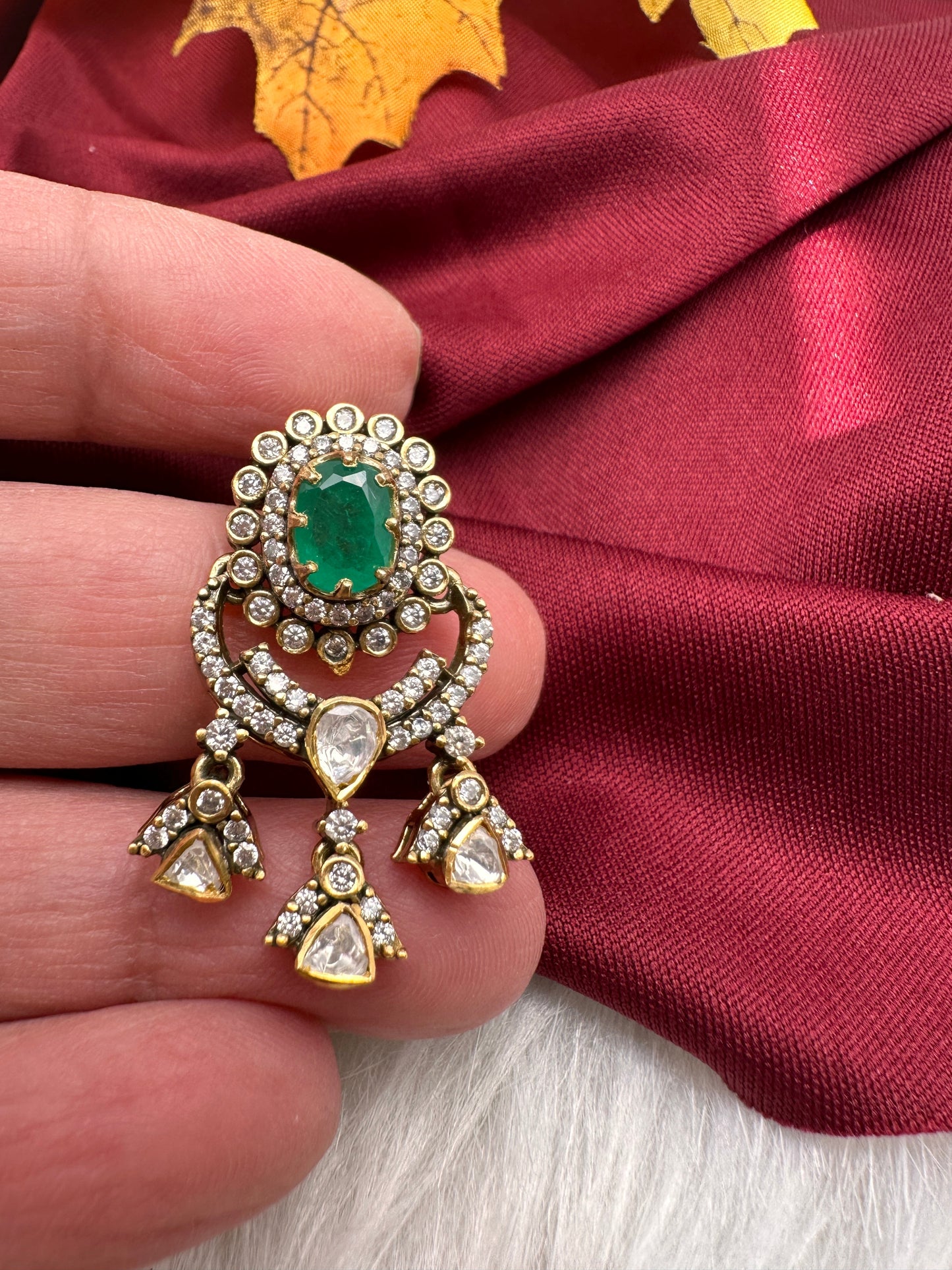 92.5 Silver Green Moissanite Pendent