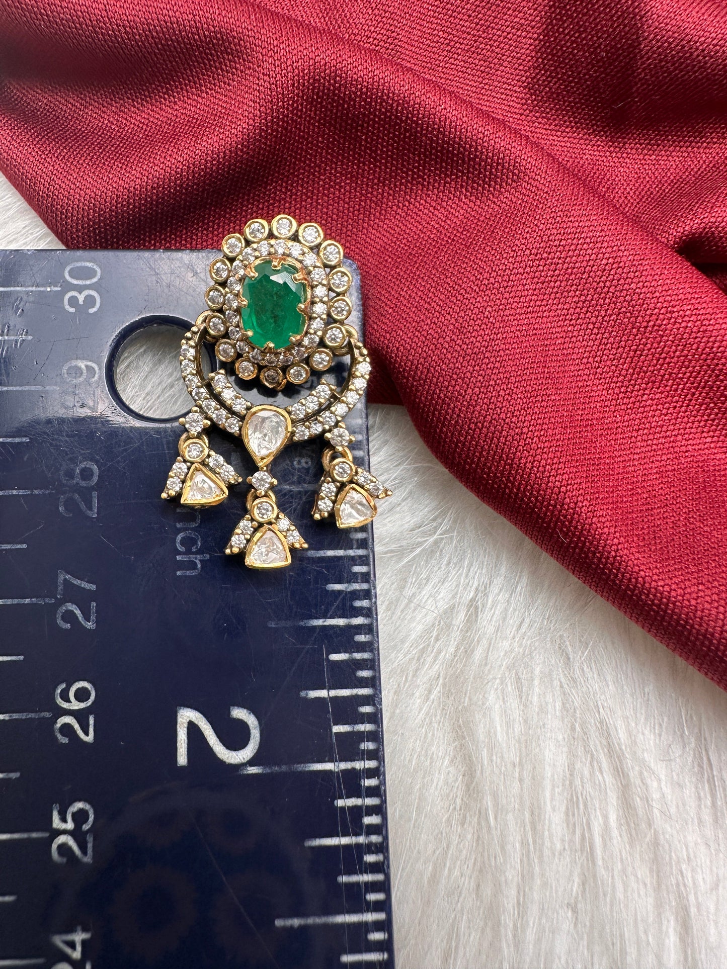 92.5 Silver Green Moissanite Pendent