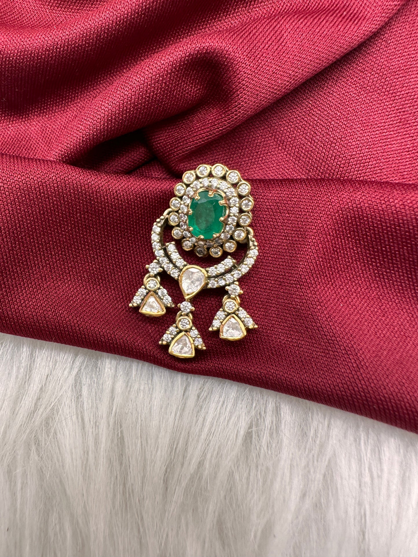 92.5 Silver Green Moissanite Pendent