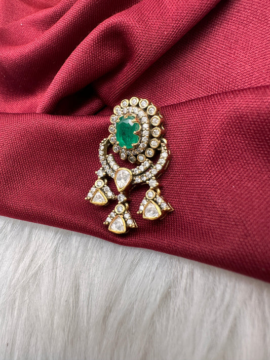 92.5 Silver Green Moissanite Pendent