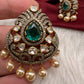 92.5 Silver Green  Moissanite Pendent Set
