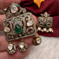 92.5 Silver Green  Moissanite Pendent Set