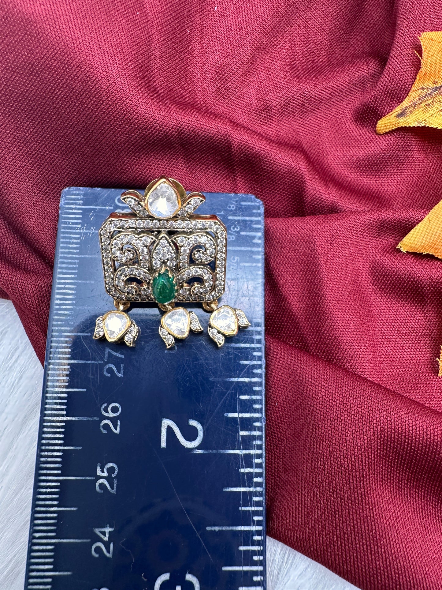 92.5 Silver Green  Moissanite Pendent Set