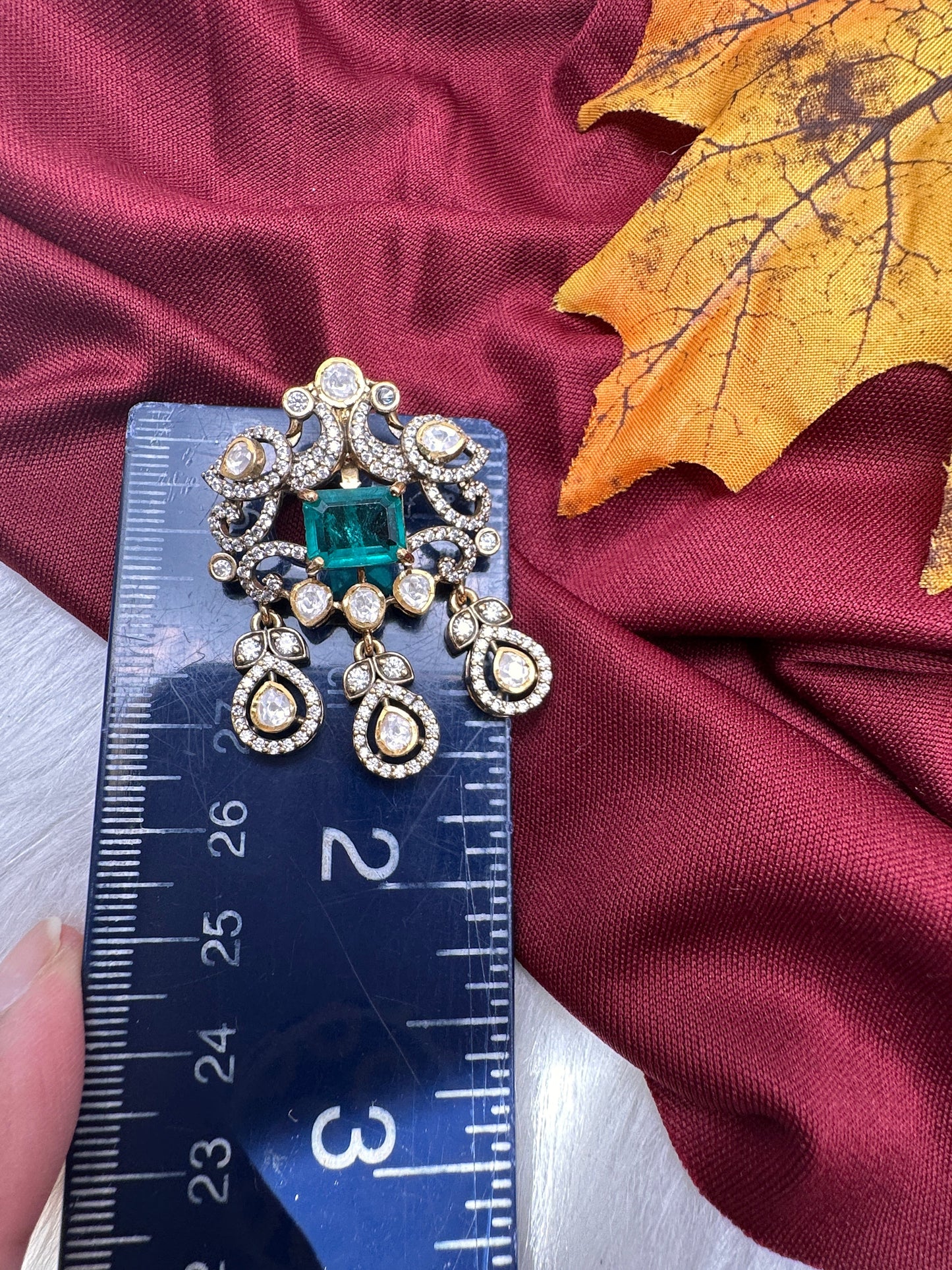 92.5 Silver Green Moissanite Pendent