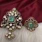 92.5 Silver Green  Moissanite Pendent Set