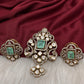 92.5 Silver Green  Moissanite Pendent Set