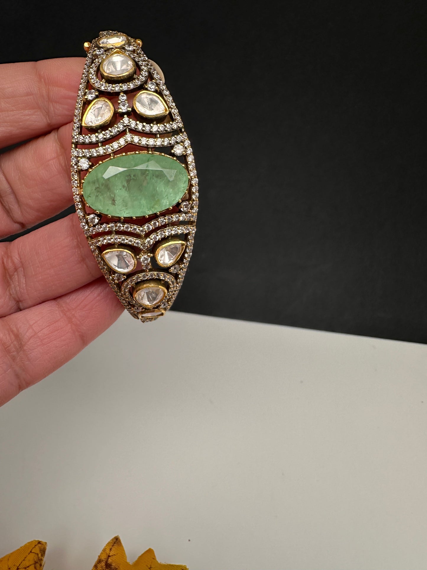 92.5 Silver Green  Moissanite Bracelet