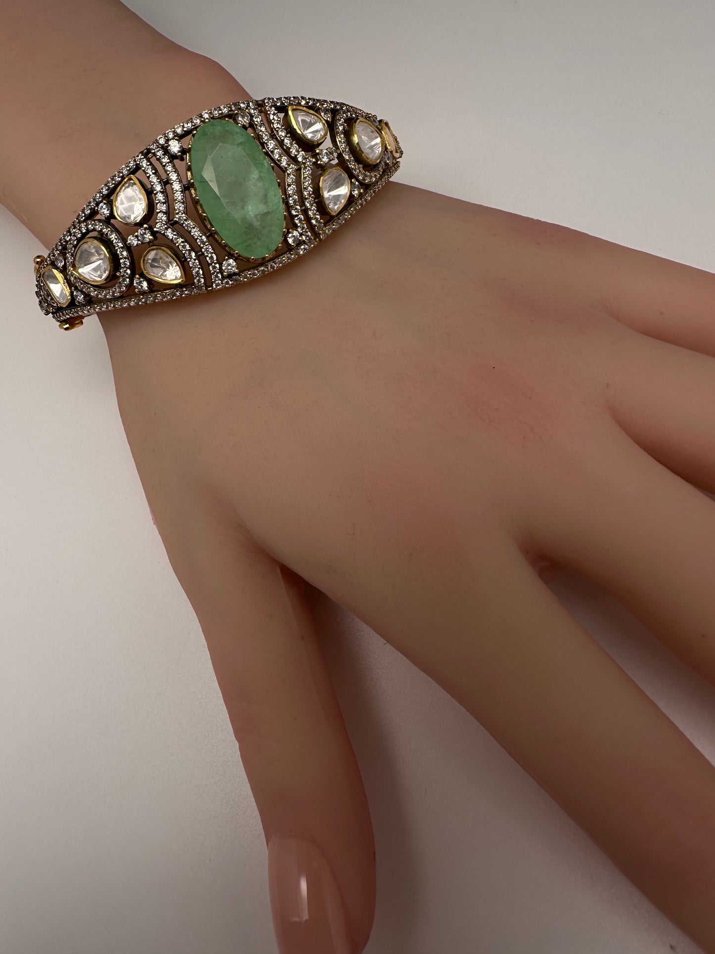 92.5 Silver Green  Moissanite Bracelet