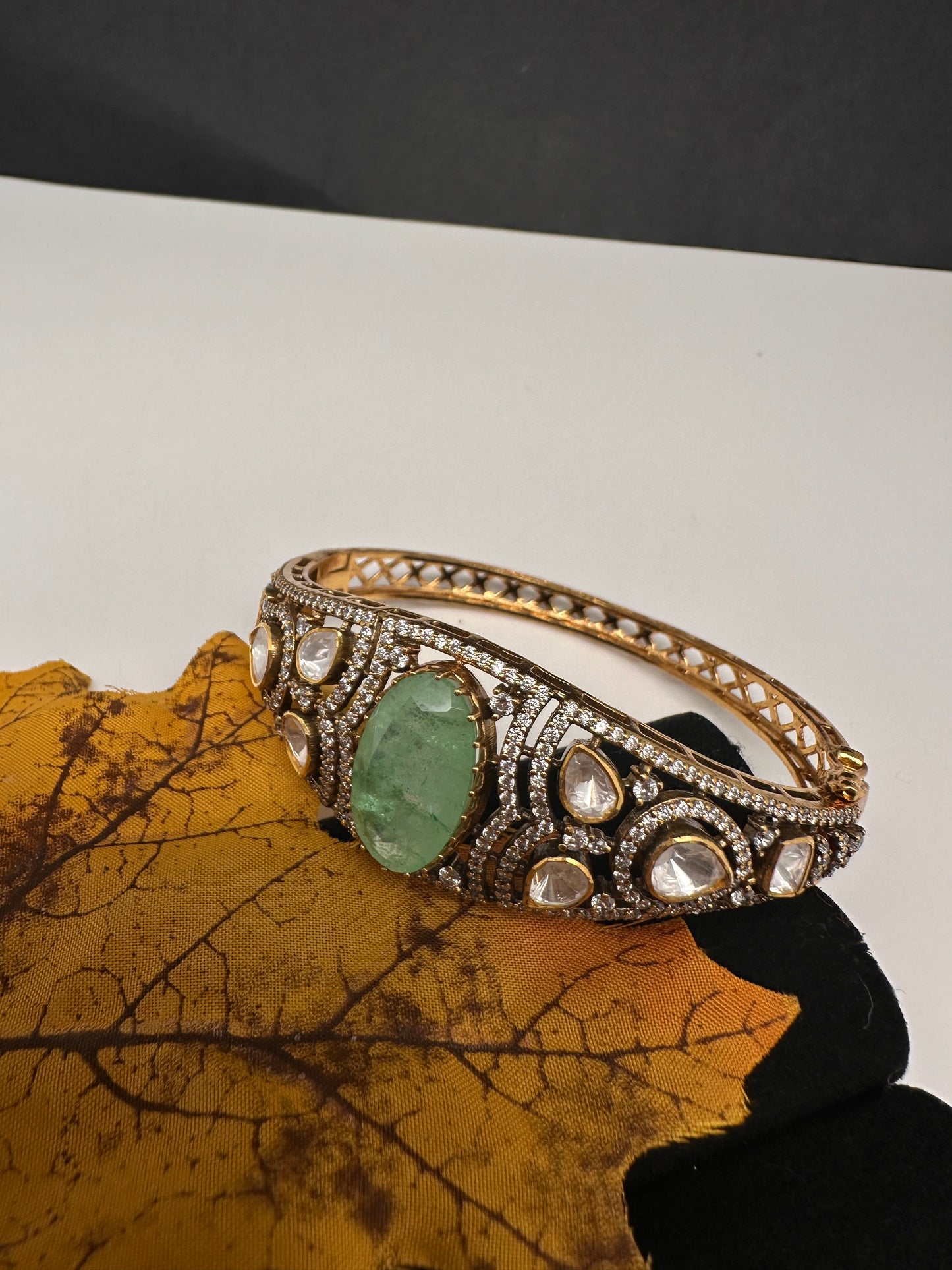 92.5 Silver Green  Moissanite Bracelet